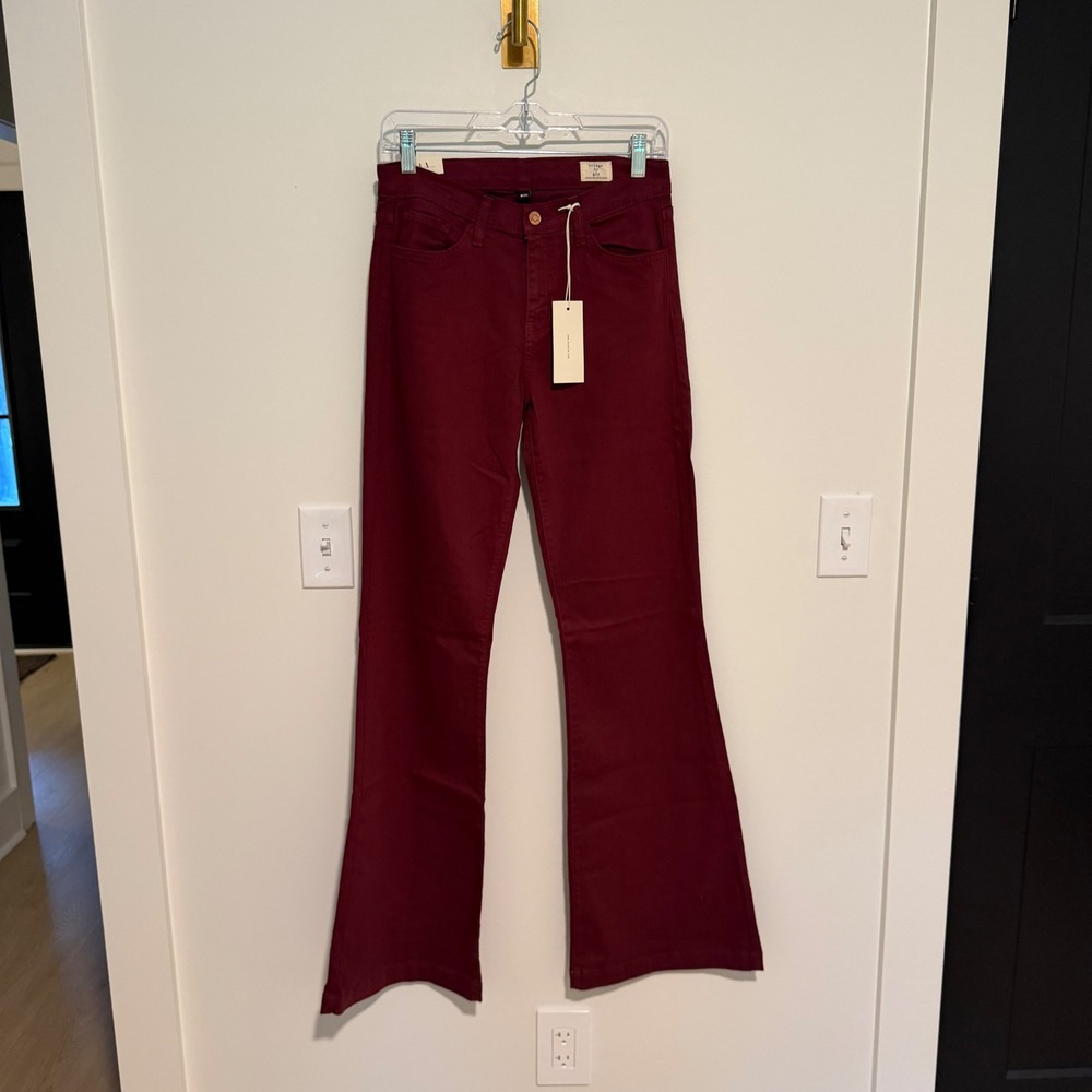 Bridge by GLY Burgundy Mid Rise Flare Jeans Womens 27 Buckle Exclusive NWT